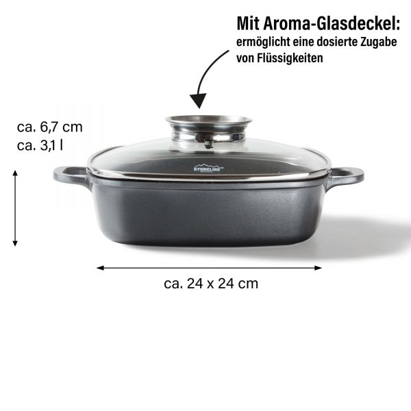 CLASSIC Square Pan with Aroma Glass Lid 24 x 24 cm