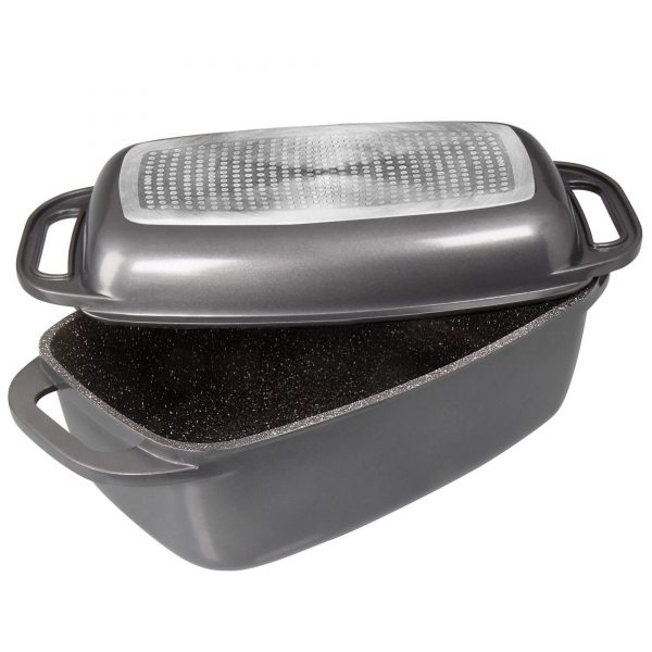 Roaster XXL with die-cast aluminium lid, Lid for Casserole Dish, 42.8 x 26.2 cm