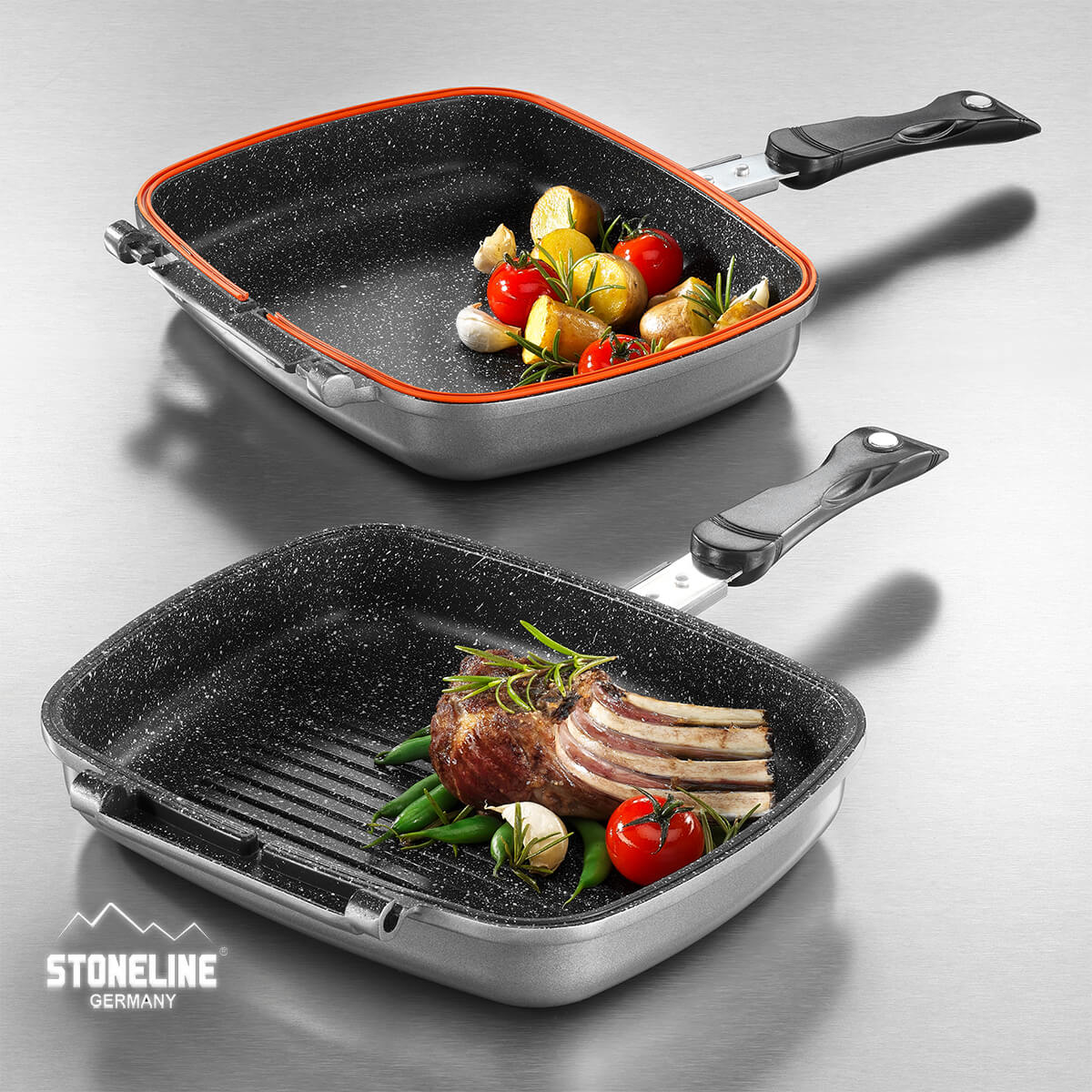 Multifunctional Square Double Frying Pan 27 x 22 cm