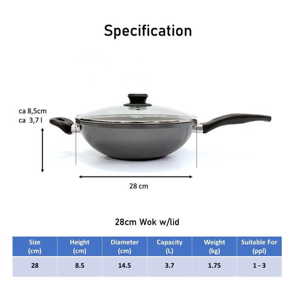 Classic Stir Frying Wok 28cm Wok with lid