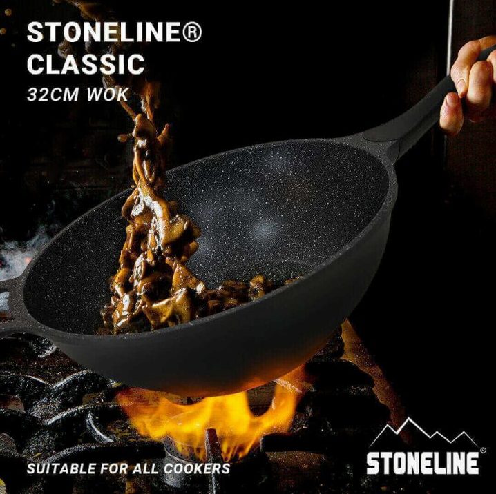 Stir - with Kitchenware Stoneline Non and Handle Cookware Lid Frying Wok | Stick 30CM